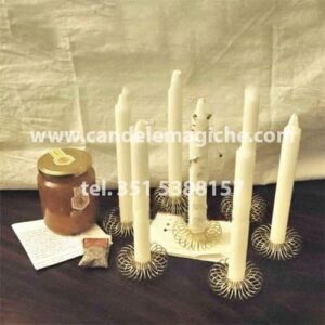 set di candele bianche e miele per potente legamento d'amore indissolubile