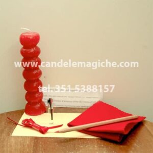 candela dai sette nodi rossa per rituale