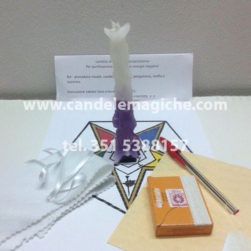 candela di sirio viola per il rito di purificazione