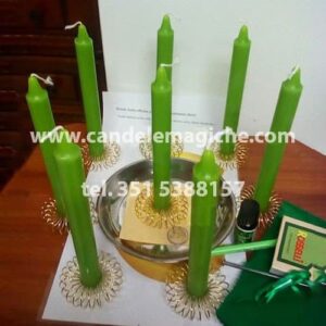 set di candele verdi per rituale efficace per denaro e risarcimento danni