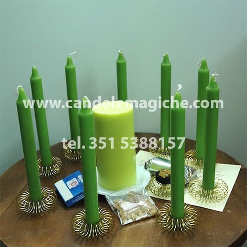 set di candele verdi per svolgere l'orazione di san giuda taddeo