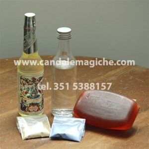 polveri e acqua benedetta per il rituale del corno di cervo