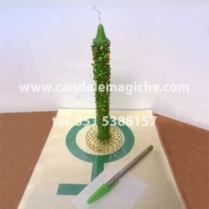 candela esoterica con incenso verde