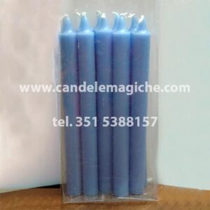 confezione da 10 pezzi di candele cilindriche azzurre