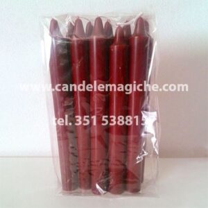 set 10 pezzi di candele cilindriche bordeaux