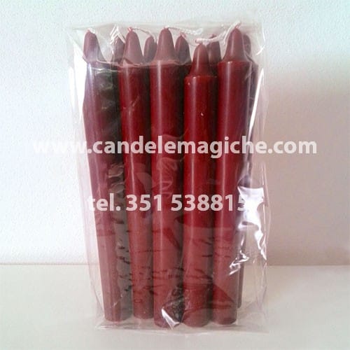 set 10 pezzi di candele cilindriche bordeaux