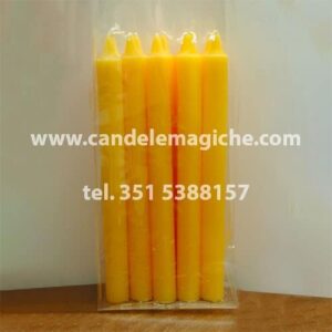confezione 10 pezzi di candele cilindriche gialle