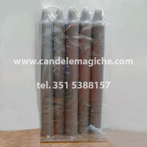 confezione 10 pezzi di candele cilindriche grigie