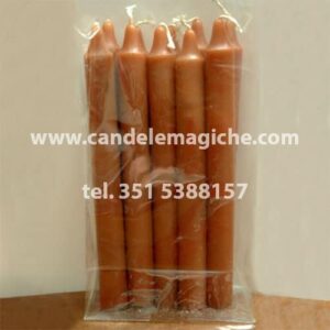 confezione 10 pezzi di candele cilindriche di colore marrone