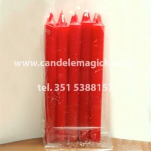 confezione 10 pezzi di candele cilindriche di colore rosso