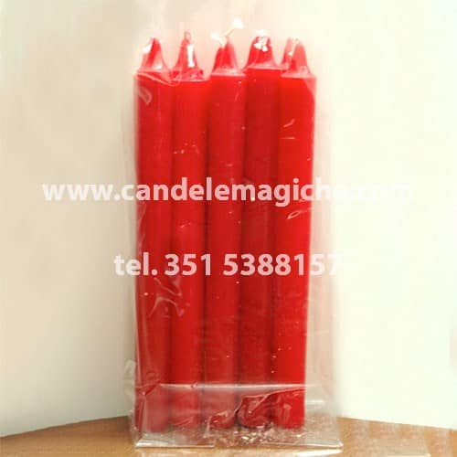 confezione 10 pezzi di candele cilindriche di colore rosso