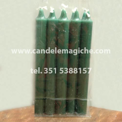 confezione 10 pezzi di candele cilindriche di colore verde