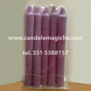 confezione 10 pezzi di candele cilindriche viola