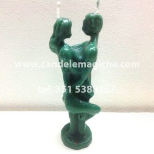 candela raffigurante un statuetta abbracciati simulacro verde