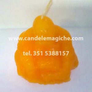 candela a forma di buddha di colore giallo