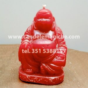 candela raffigurante il buddha di colore rosso