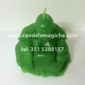 candela a forma di buddha di colore verde
