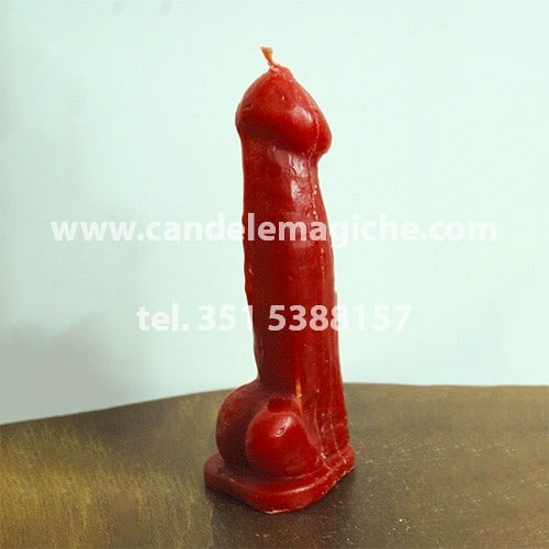 candela a forma di fallo di colore rosso