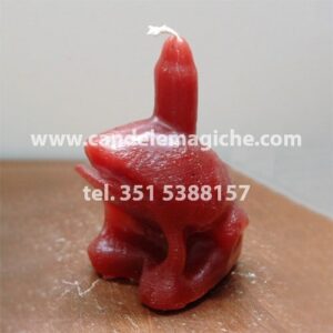 candela a forma di rospo di colore rosso
