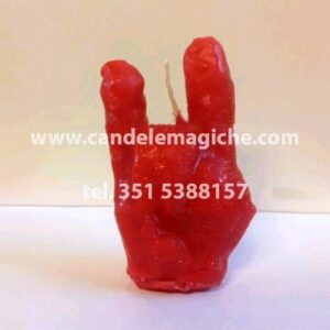 candela dello scongiuro a forma di corna di colore rosso