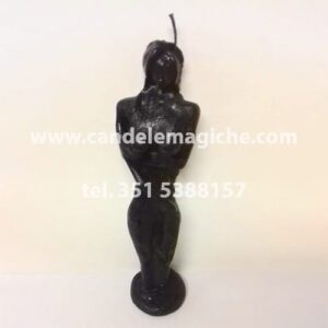candela raffigurante la statuetta di donna di colore nero