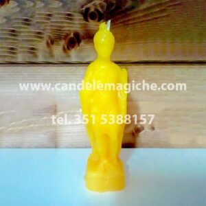 candela simulacro di sant'espedito di colore giallo