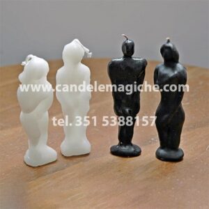 coppia di candele a forma di statuette lui e lei