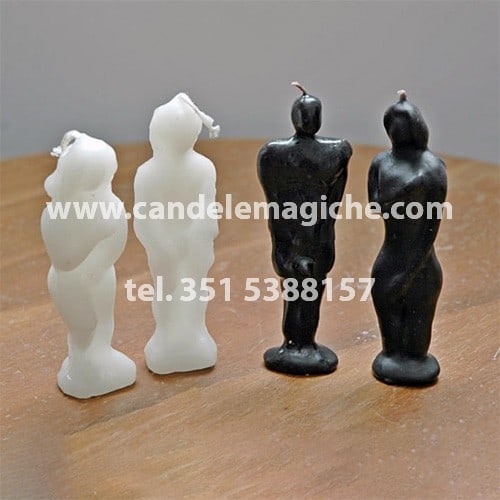 coppia di candele a forma di statuette lui e lei