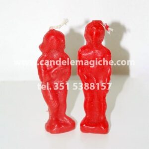 candele a forma di statuetta uomo e donna di colore rosso