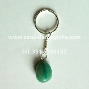 Portachiavi con pietra amazzonite burattata di colore verde