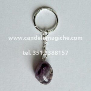 portachiavi con pietra lepidolite burattata