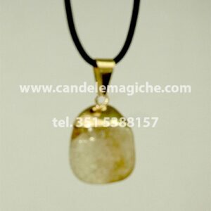 ciondolo portafortuna con pietra al quarzo citrino per il segno del leone