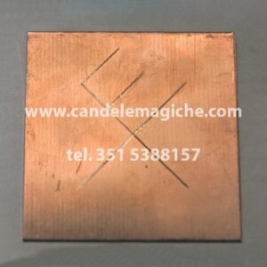talismano in rame con inciso quadrato magico gibu auja