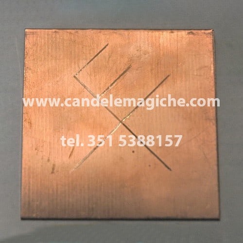 talismano in rame con inciso quadrato magico gibu auja