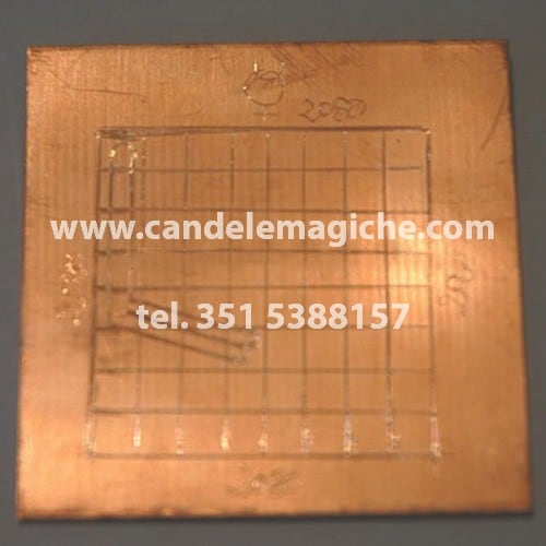 talismano in rame con inciso in quadrato magico di mercurio