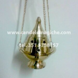 incensiere di colore metallo dorato con catenella