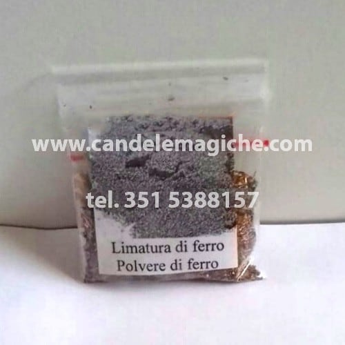 bustina di polvere di limatura di ferro