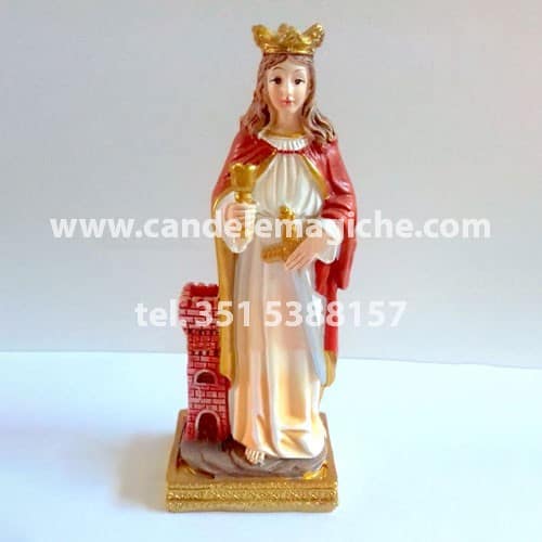 statuetta di santa barbara in resina